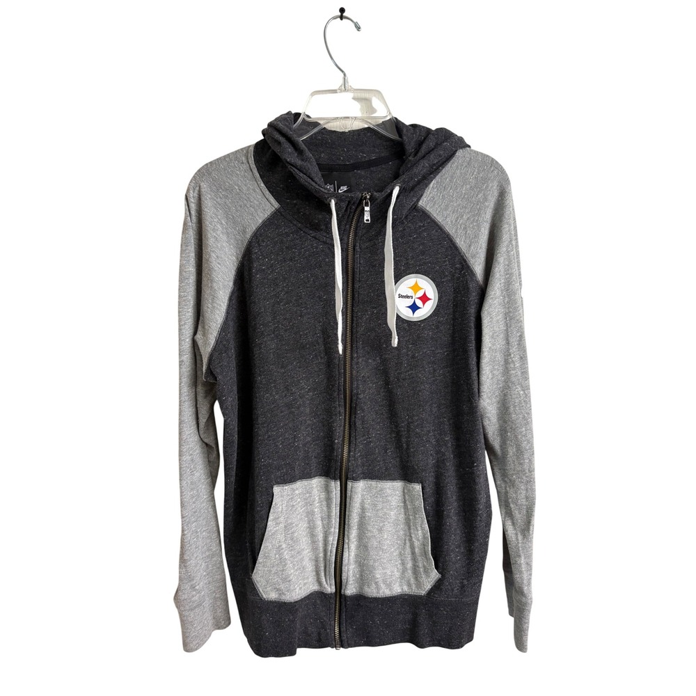 Nike NFL Pittsburgh Steelers Full Zip Hoodie Mens XL Charcoal Grey Colorblock